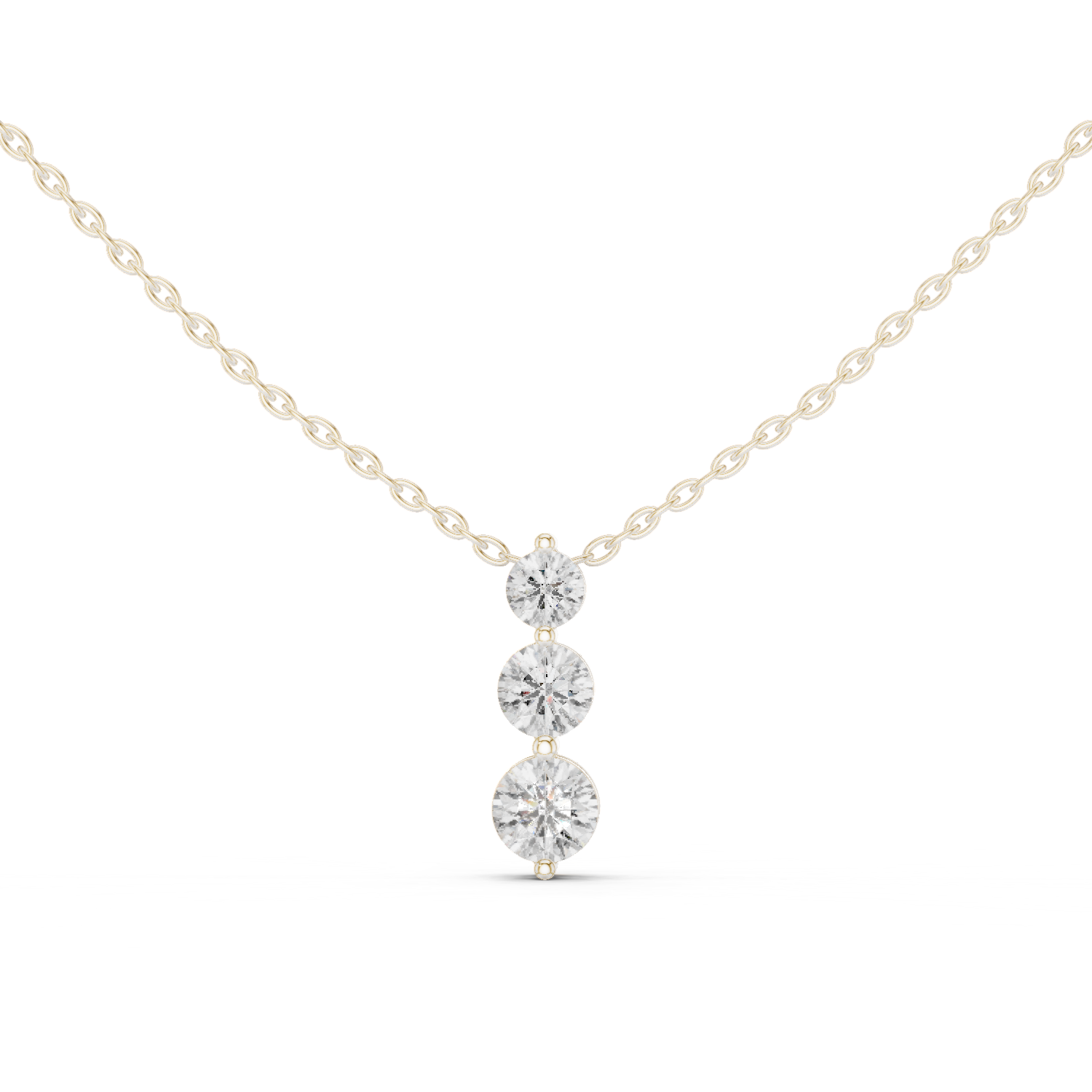 Three stone diamond pendant in gold with lab grown diamonds by Signora Jewels