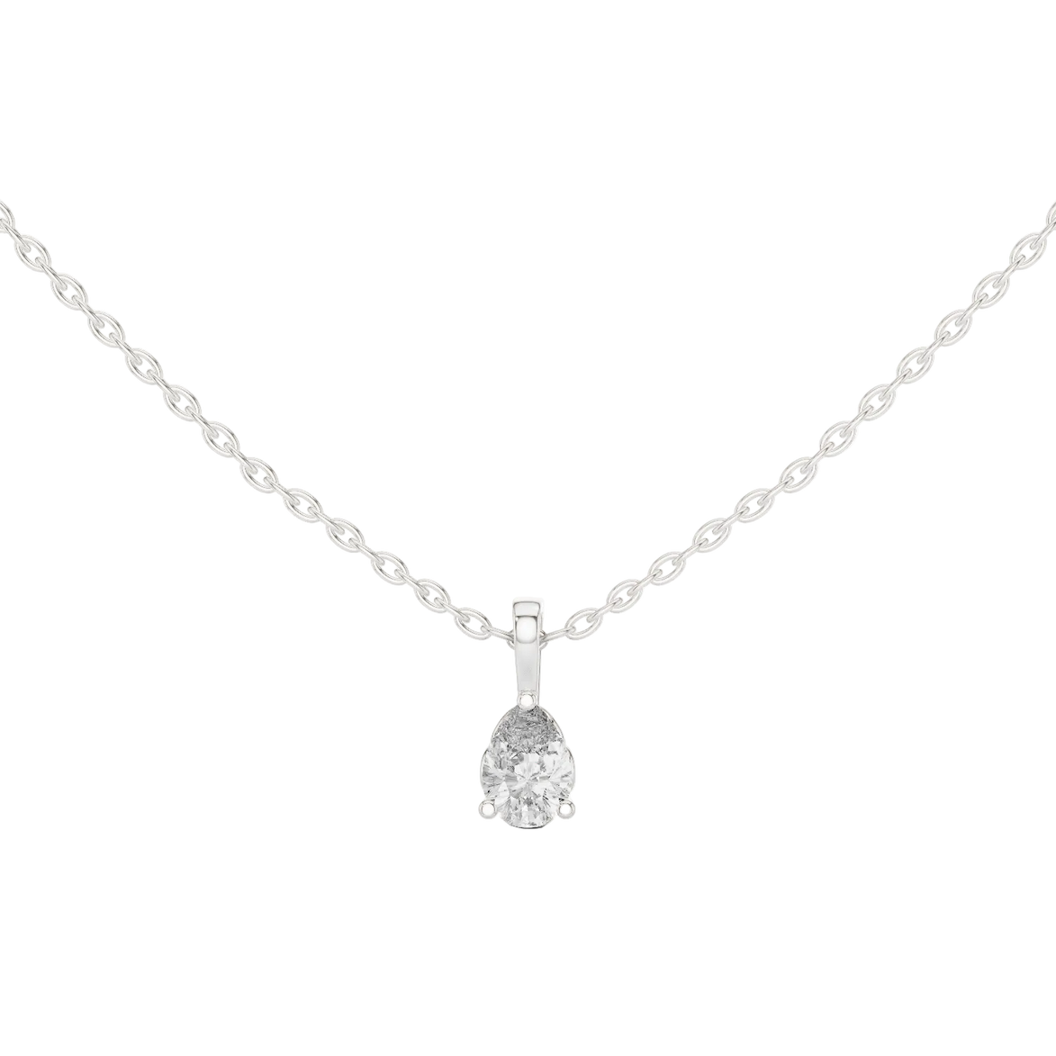 Minimal pear cut solitaire diamond pendant in gold with lab grown diamond by Signora Jewels
