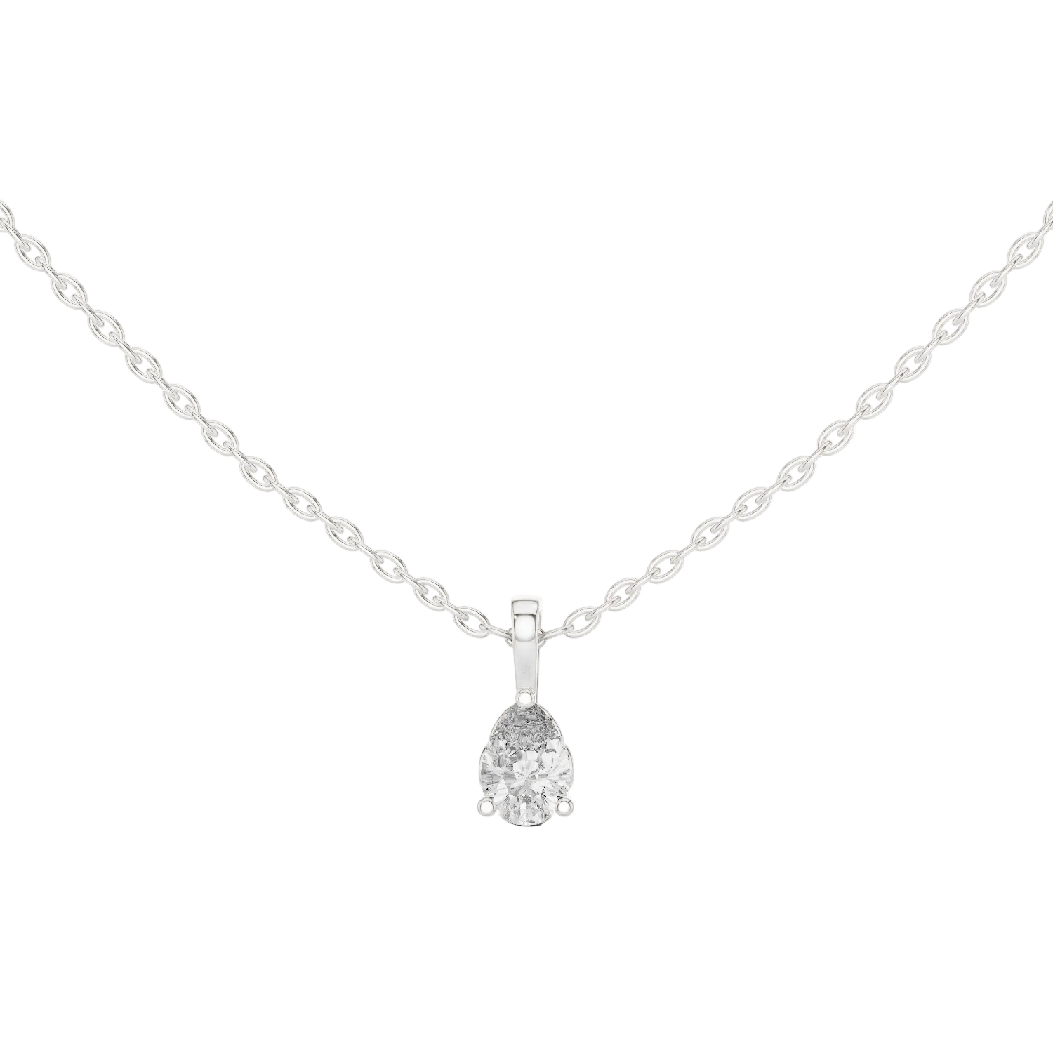 Minimal pear cut solitaire diamond pendant in gold with lab grown diamond by Signora Jewels