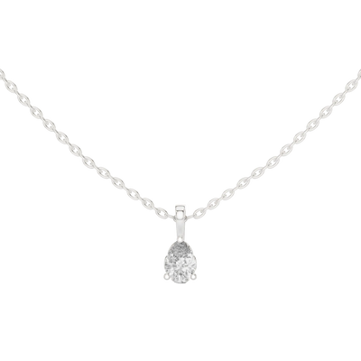 Minimal pear cut solitaire diamond pendant in gold with lab grown diamond by Signora Jewels
