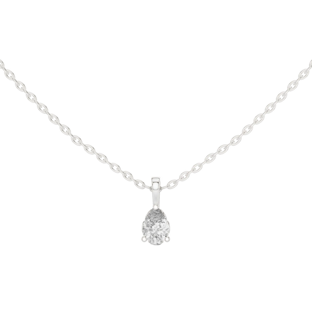 Minimal pear cut solitaire diamond pendant in gold with lab grown diamond by Signora Jewels
