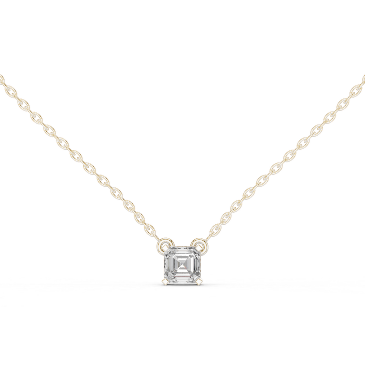 Princess cut solitaire diamond pendant in gold with lab grown diamond by Signora Jewels