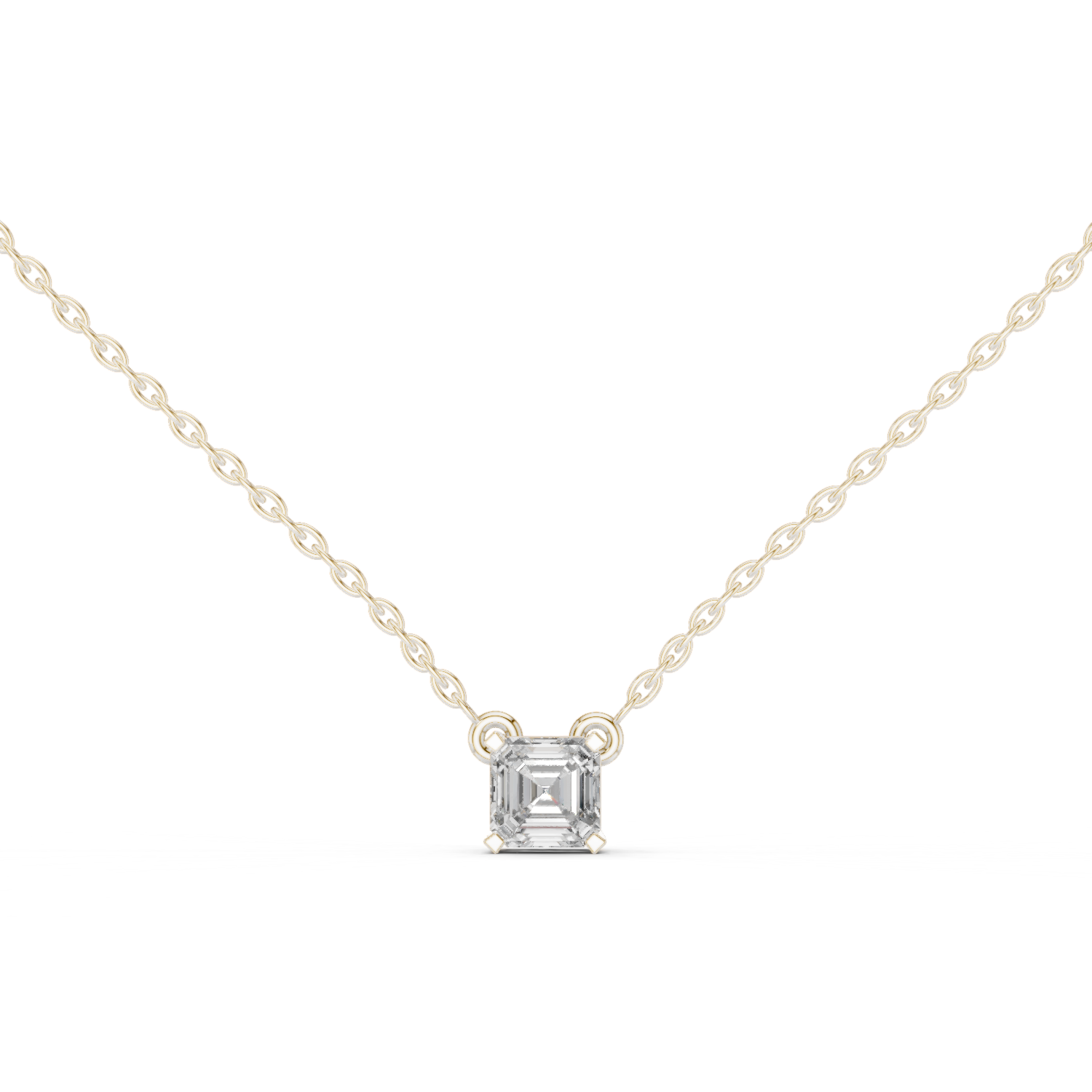 Princess cut solitaire diamond pendant in gold with lab grown diamond by Signora Jewels