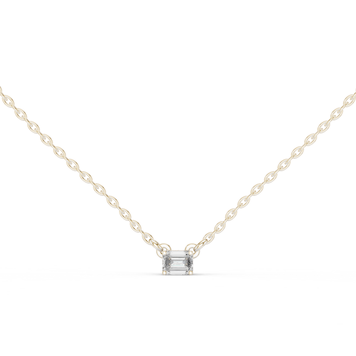 Emerald Cut Solitaire Diamond Pendant in Gold | Signora Jewels