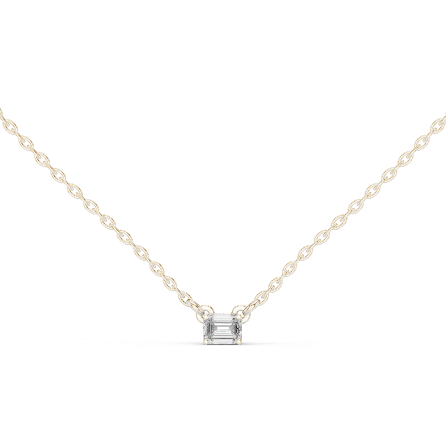 Emerald Cut Solitaire Diamond Pendant in Gold | Signora Jewels