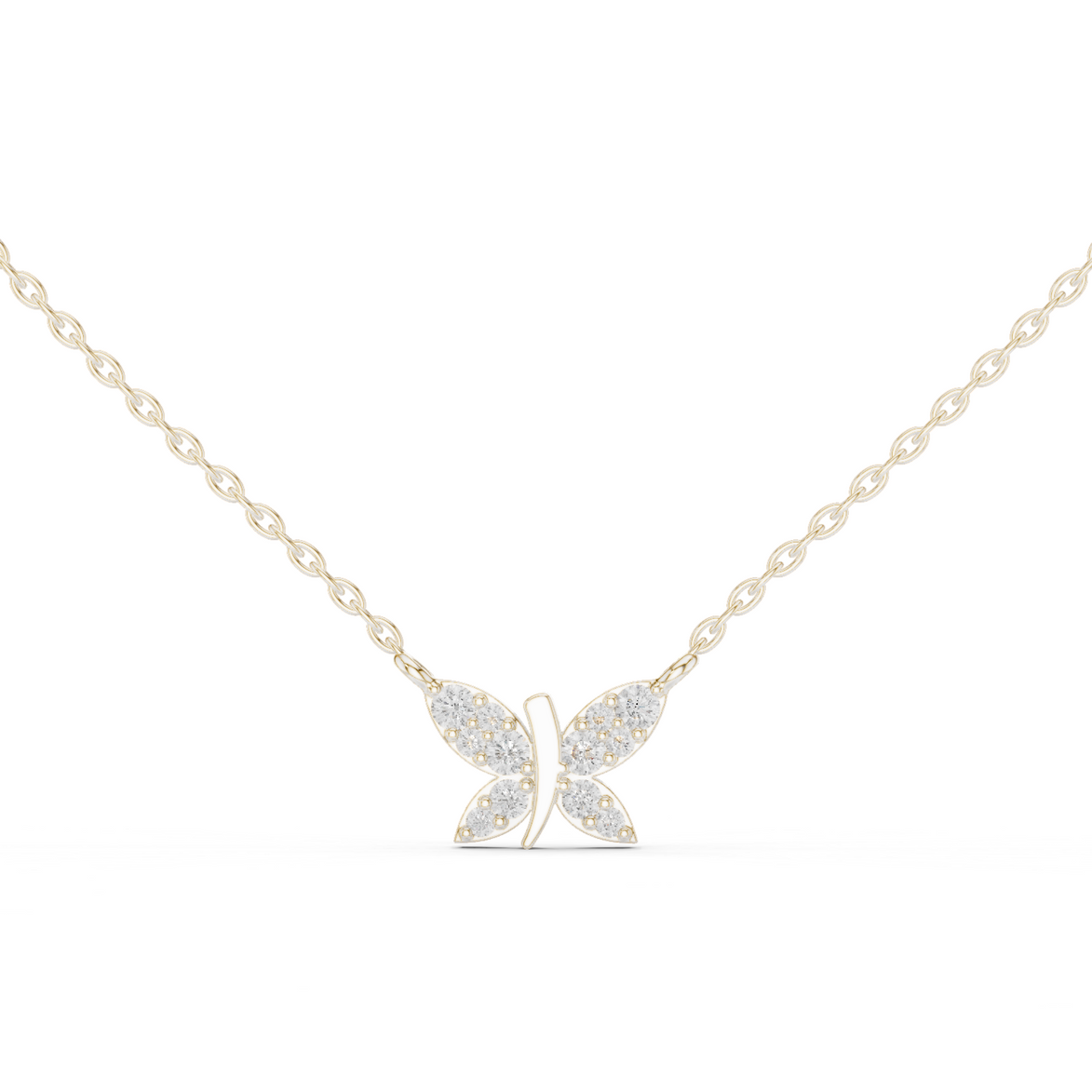 Butterfly diamond pendant in gold with lab grown diamonds by Signora Jewels
