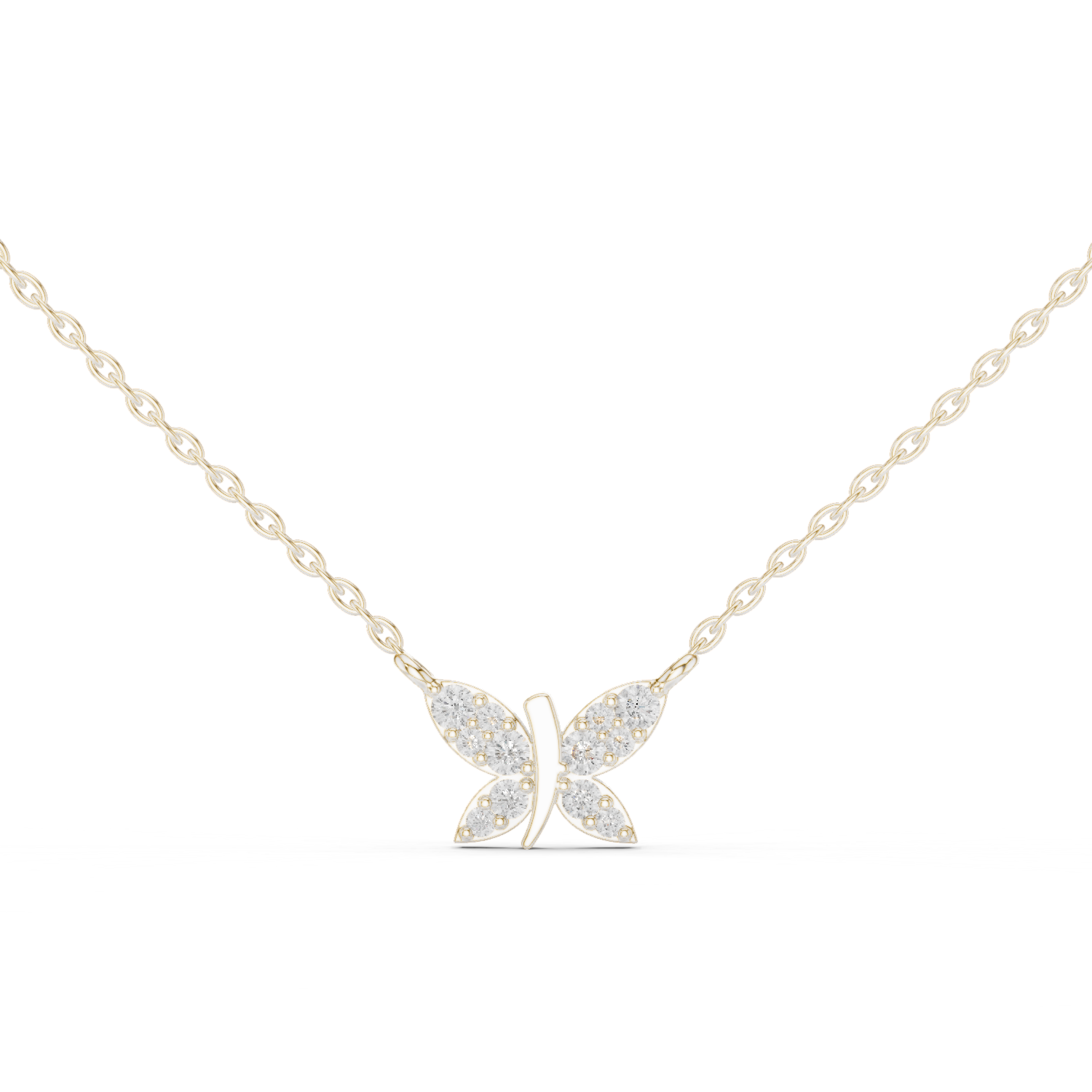 Butterfly diamond pendant in gold with lab grown diamonds by Signora Jewels