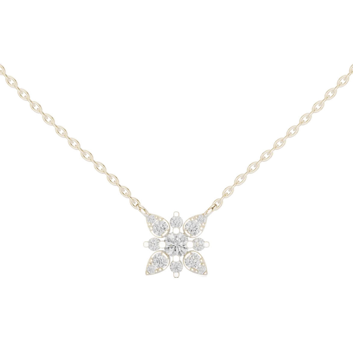 Elegant floral diamond pendant in gold with lab grown diamonds by Signora Jewels