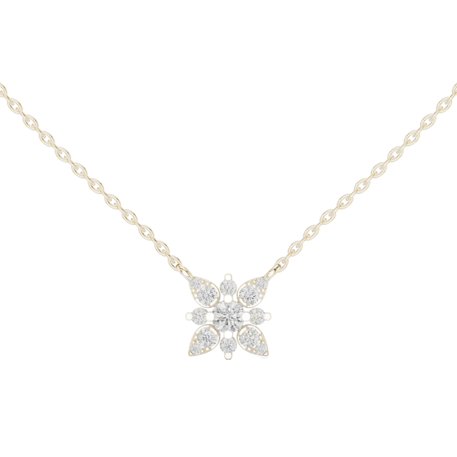 Elegant floral diamond pendant in gold with lab grown diamonds by Signora Jewels