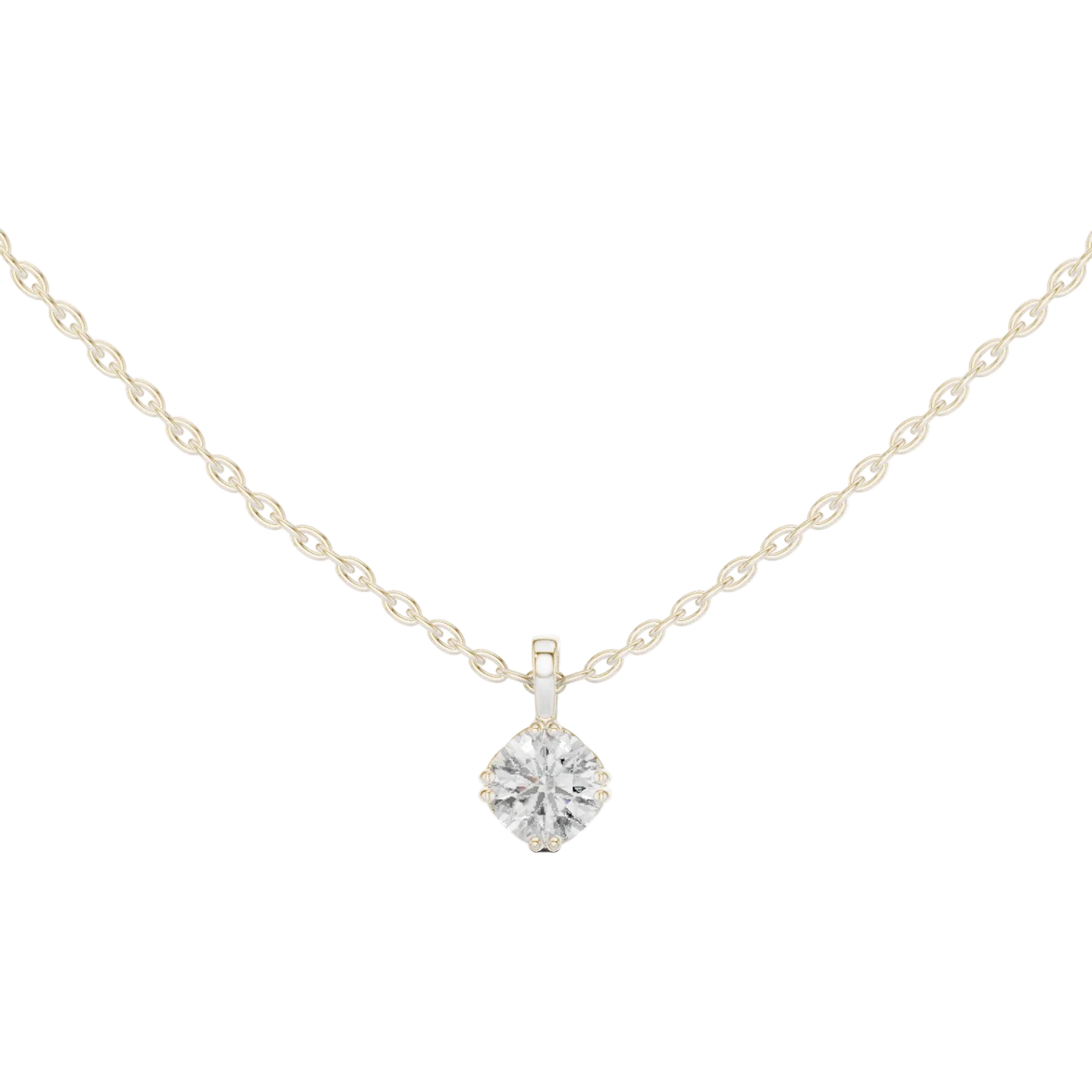 Minimal round cut solitaire diamond pendant in gold with lab grown diamond by Signora Jewels