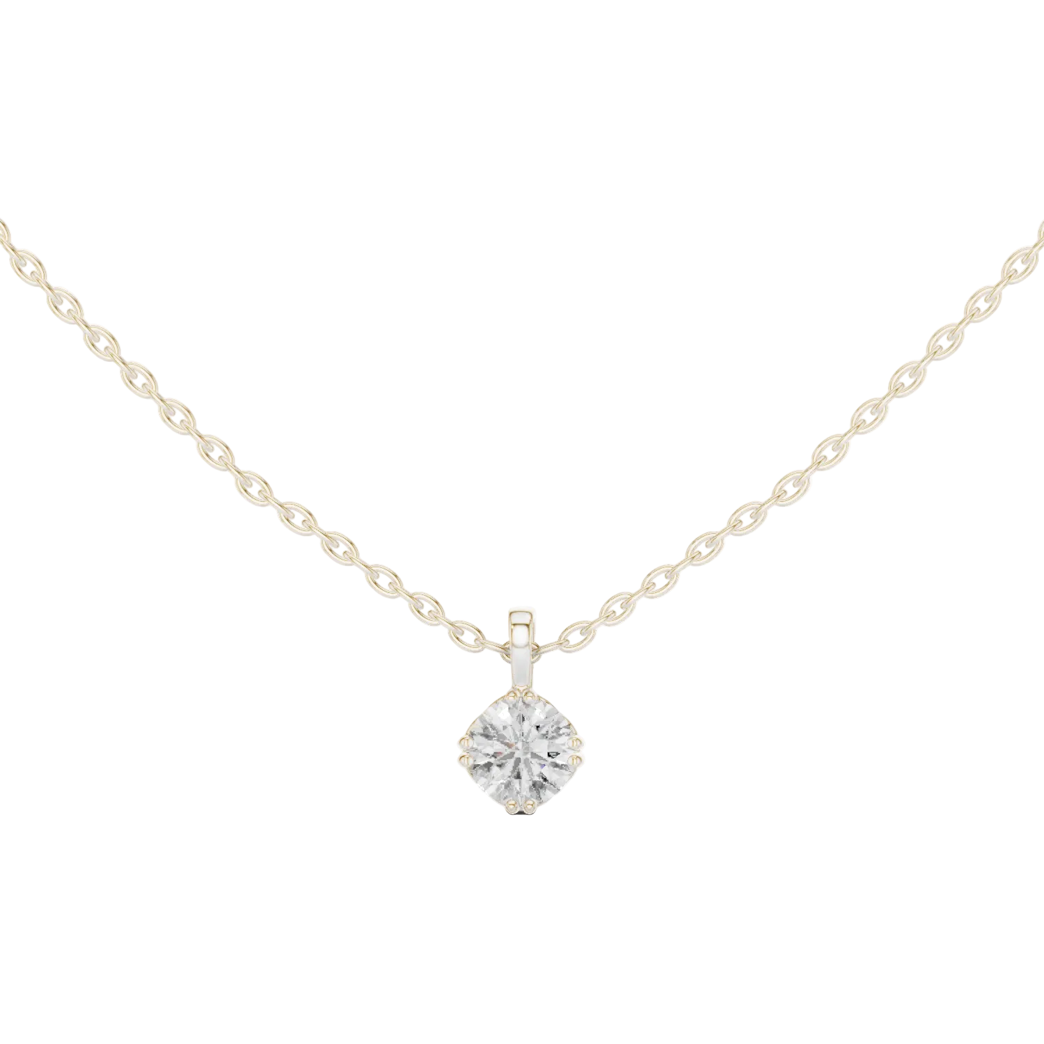 Minimal round cut solitaire diamond pendant in gold with lab grown diamond by Signora Jewels