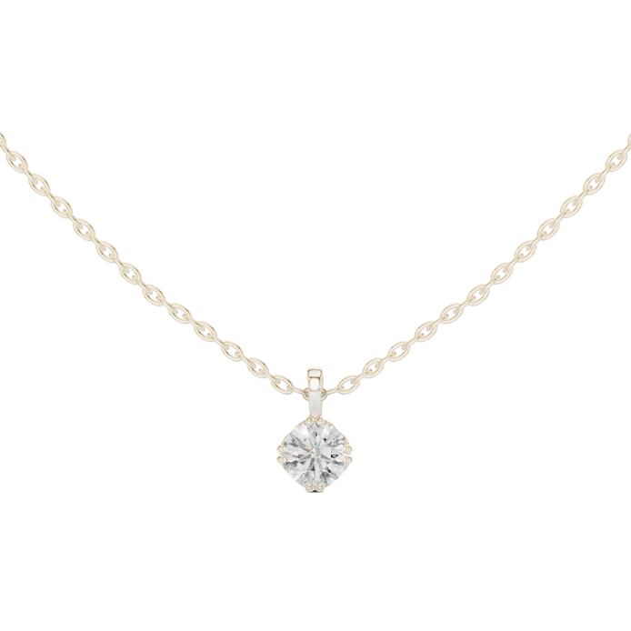 Minimal round cut solitaire diamond pendant in gold with lab grown diamond by Signora Jewels