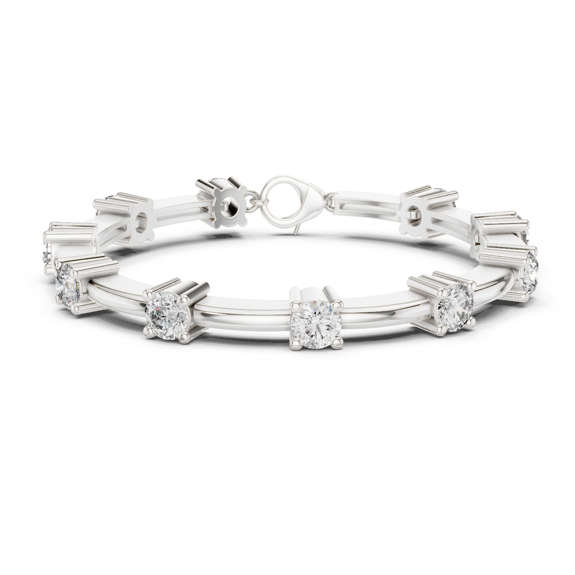 Minimal round diamond station bracelet in gold with lab grown diamonds by Signora Jewels
