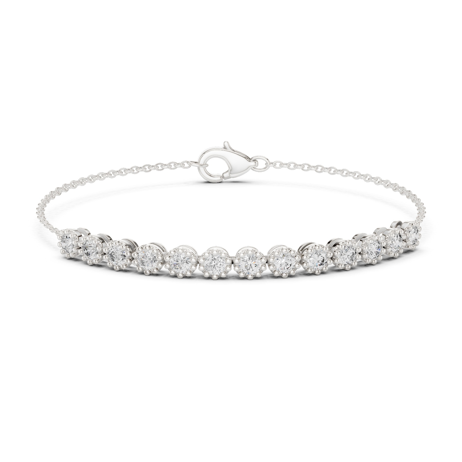 Minimal round lab grown diamond chain bracelet in yellow gold white gold and rose gold with elegant fine jewelry styling