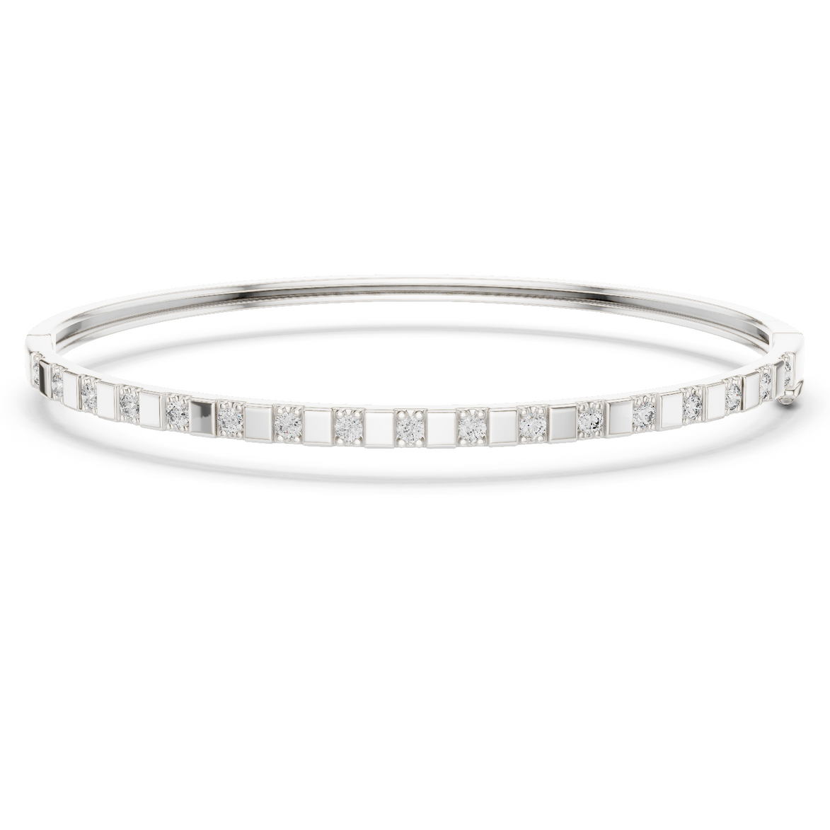 Minimal round diamond bangle bracelet in gold with delicate lab grown diamonds by Signora Jewels