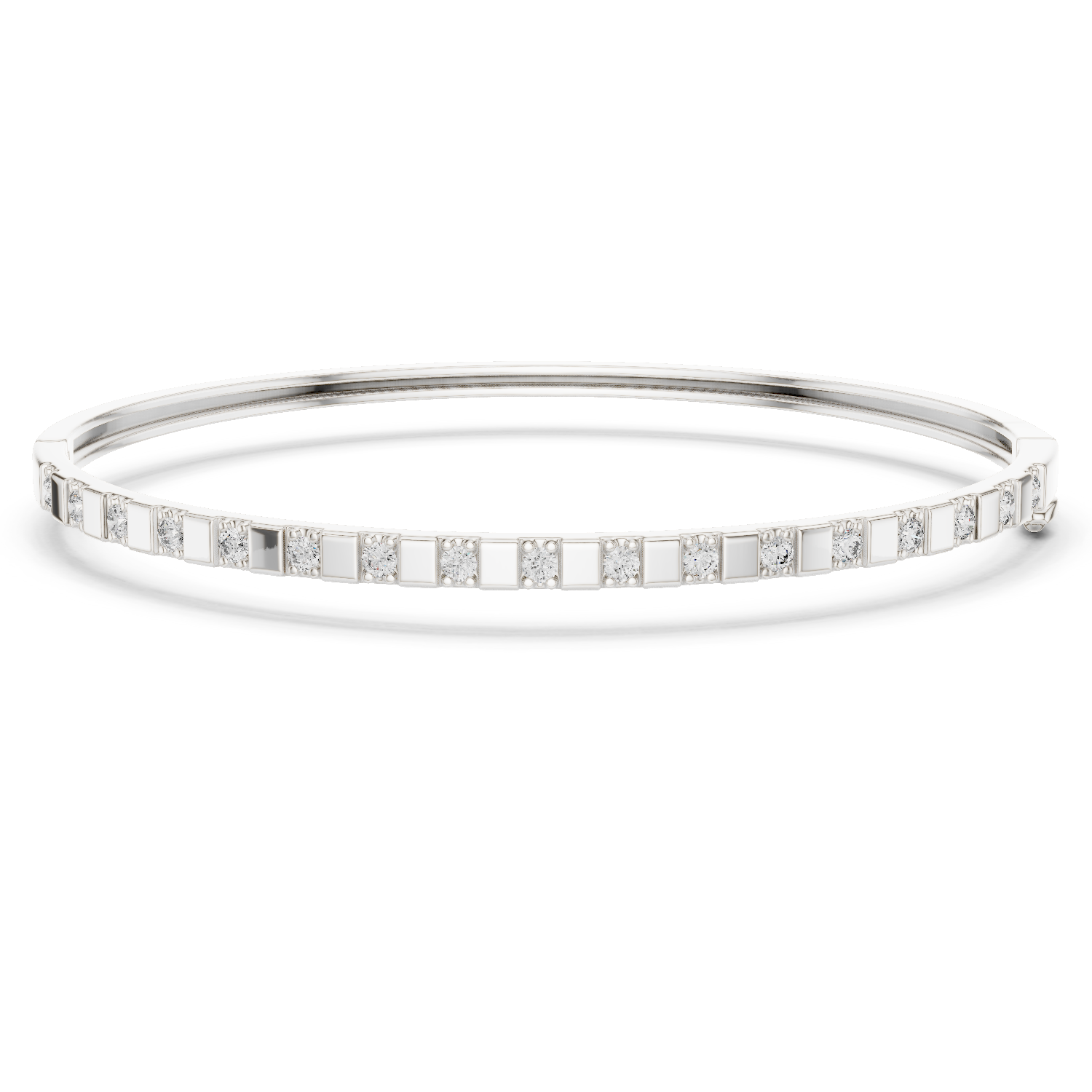 Minimal round diamond bangle bracelet in gold with delicate lab grown diamonds by Signora Jewels