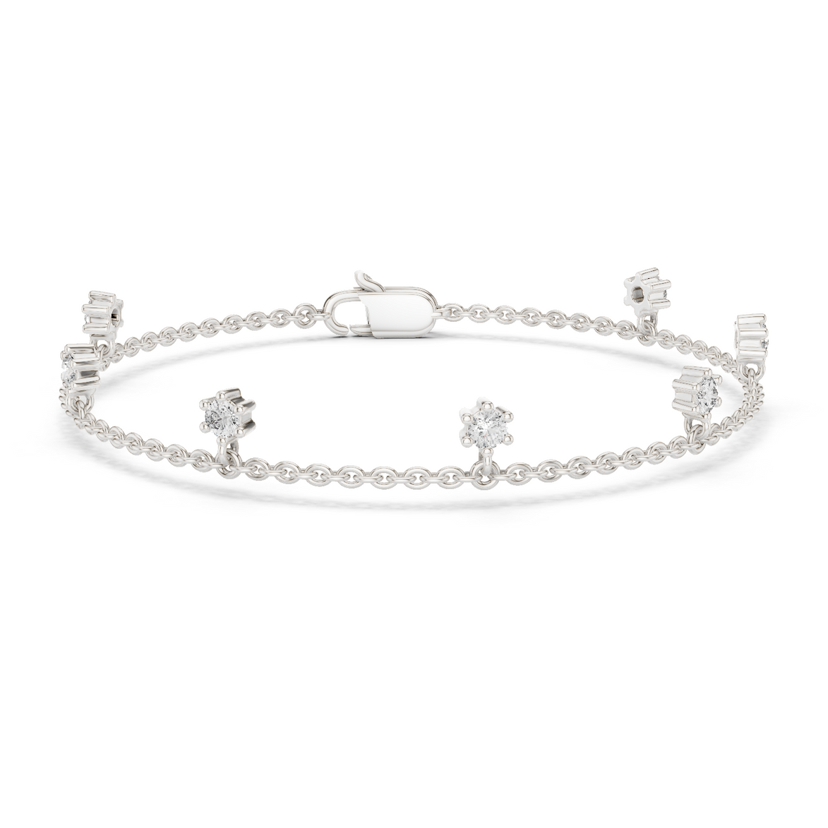 Minimal round diamond station chain bracelet in gold with lab grown diamonds by Signora Jewels