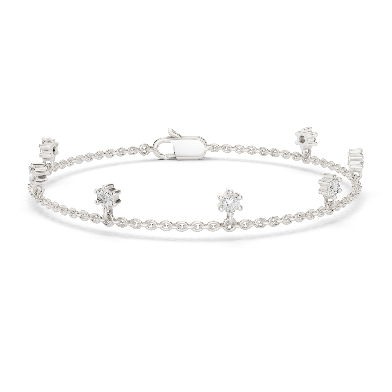 Minimal round diamond station chain bracelet in gold with lab grown diamonds by Signora Jewels