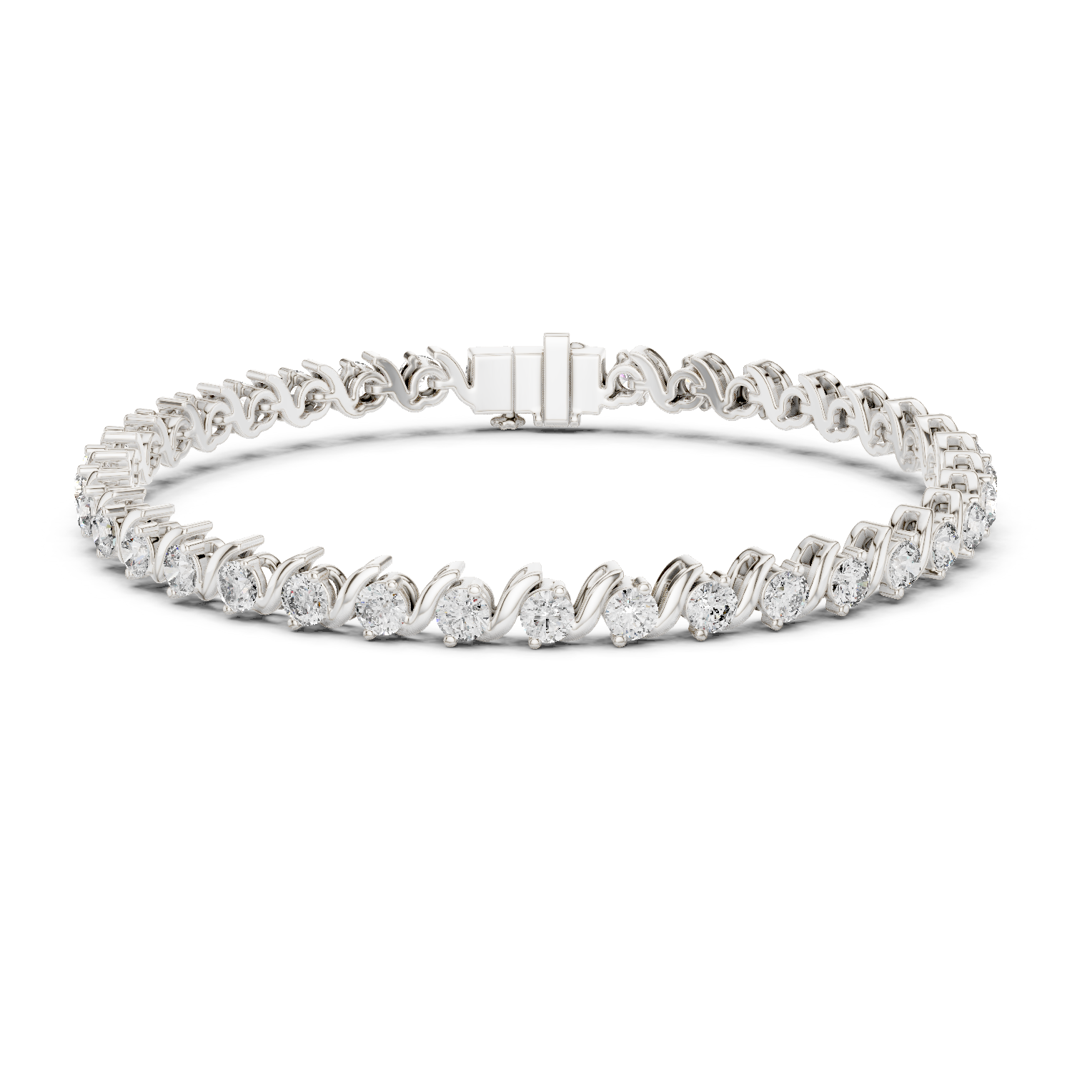 Classic round lab grown diamond bracelet in yellow gold white gold and rose gold with sleek tennis bracelet design