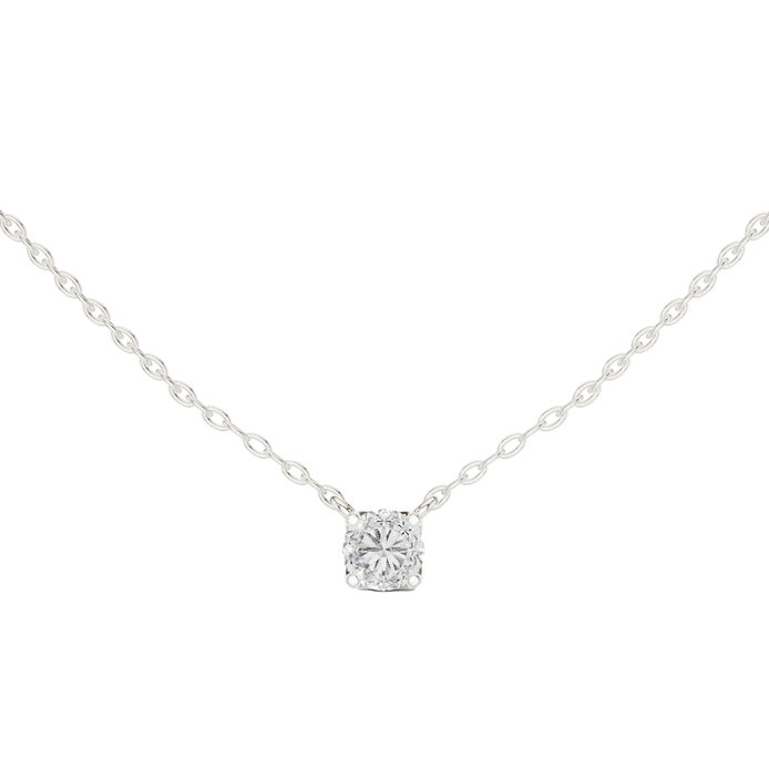 Minimal round cut solitaire diamond pendant in gold with lab grown diamond by Signora Jewels