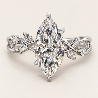 Marquise Lab Grown Diamond Hidden Halo Engagement Ring in White Gold