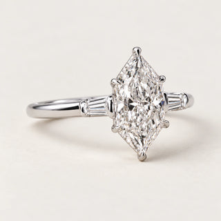 Dutch Marquise Lab Grown Diamond Three-Stone Engagement Ring in White Gold