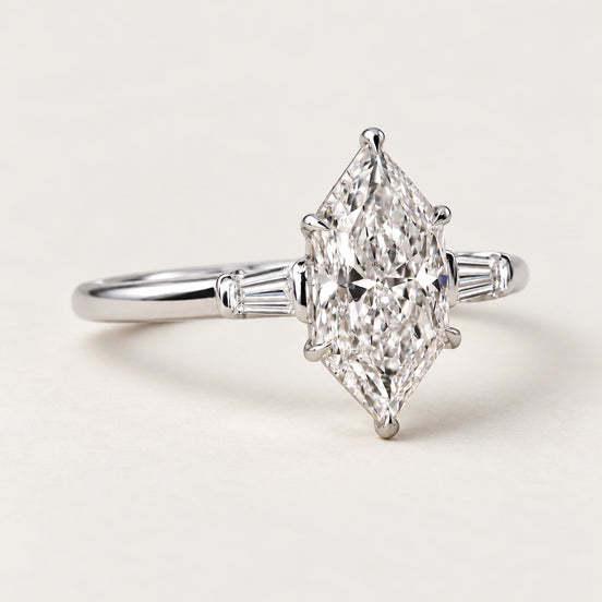 Dutch Marquise Lab Grown Diamond Three-Stone Engagement Ring in White Gold