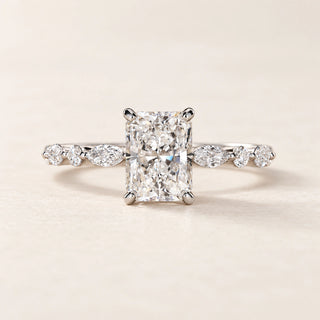 Radiant Cut Lab Grown Diamond Hidden Halo Engagement Ring in Yellow Gold