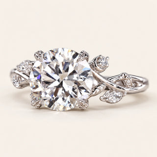 Round Cut Lab Grown Diamond Side Stone Engagement Ring in White Gold