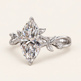 Marquise Lab Grown Diamond Hidden Halo Engagement Ring in White Gold