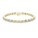 Gold bracelet with emerald-cut diamonds on a white background