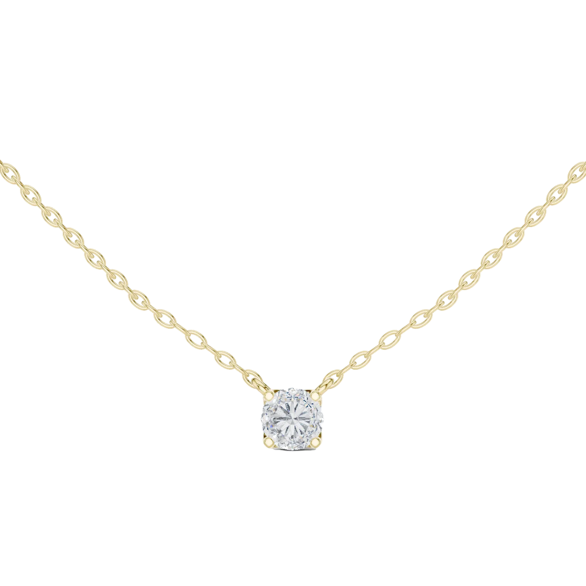 Minimal round cut solitaire diamond pendant in gold with lab grown diamond by Signora Jewels