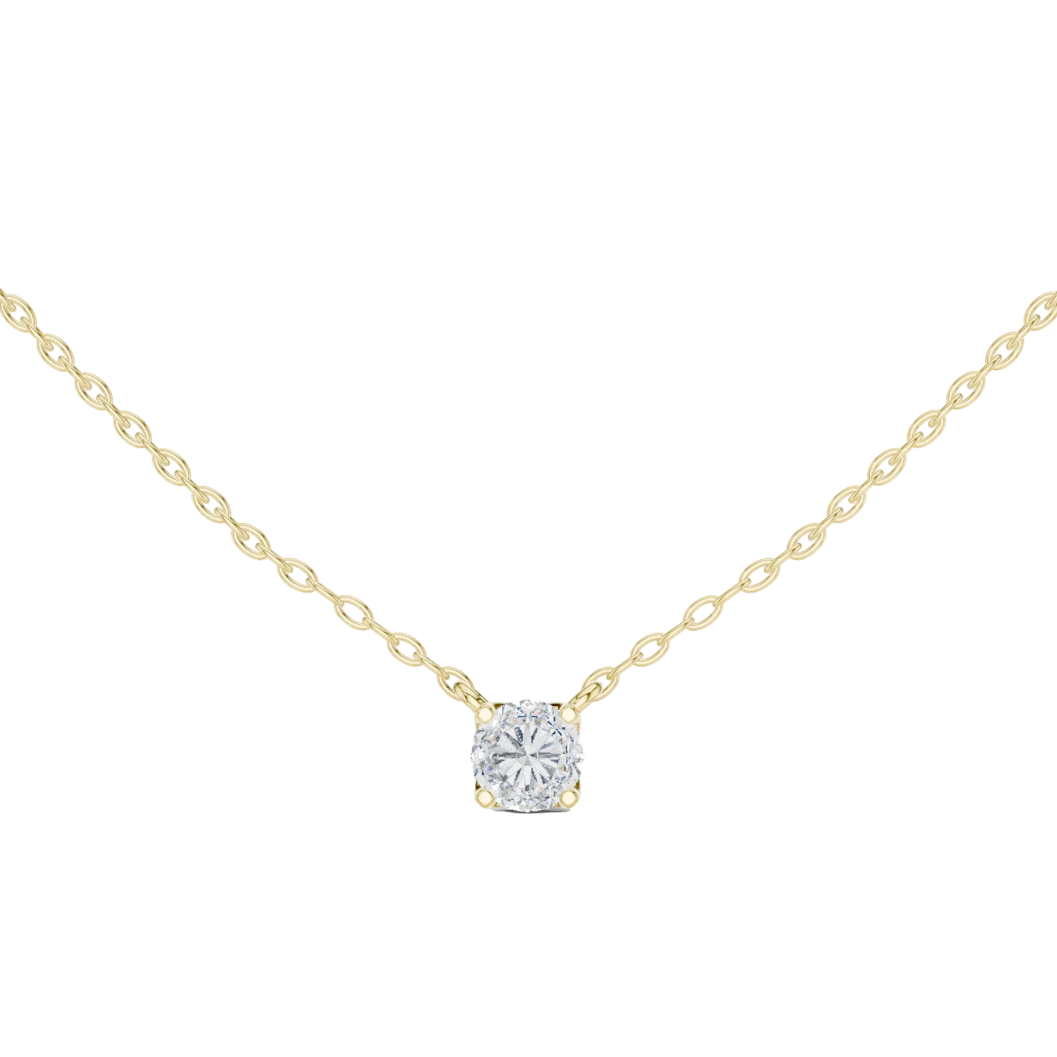 Minimal round cut solitaire diamond pendant in gold with lab grown diamond by Signora Jewels