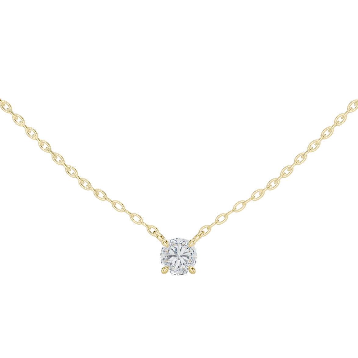 Minimal round cut solitaire diamond pendant in gold with lab grown diamond by Signora Jewels