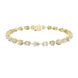 Multi shape lab grown diamond tennis bracelet with round heart oval pear and emerald cut diamonds in gold variations
