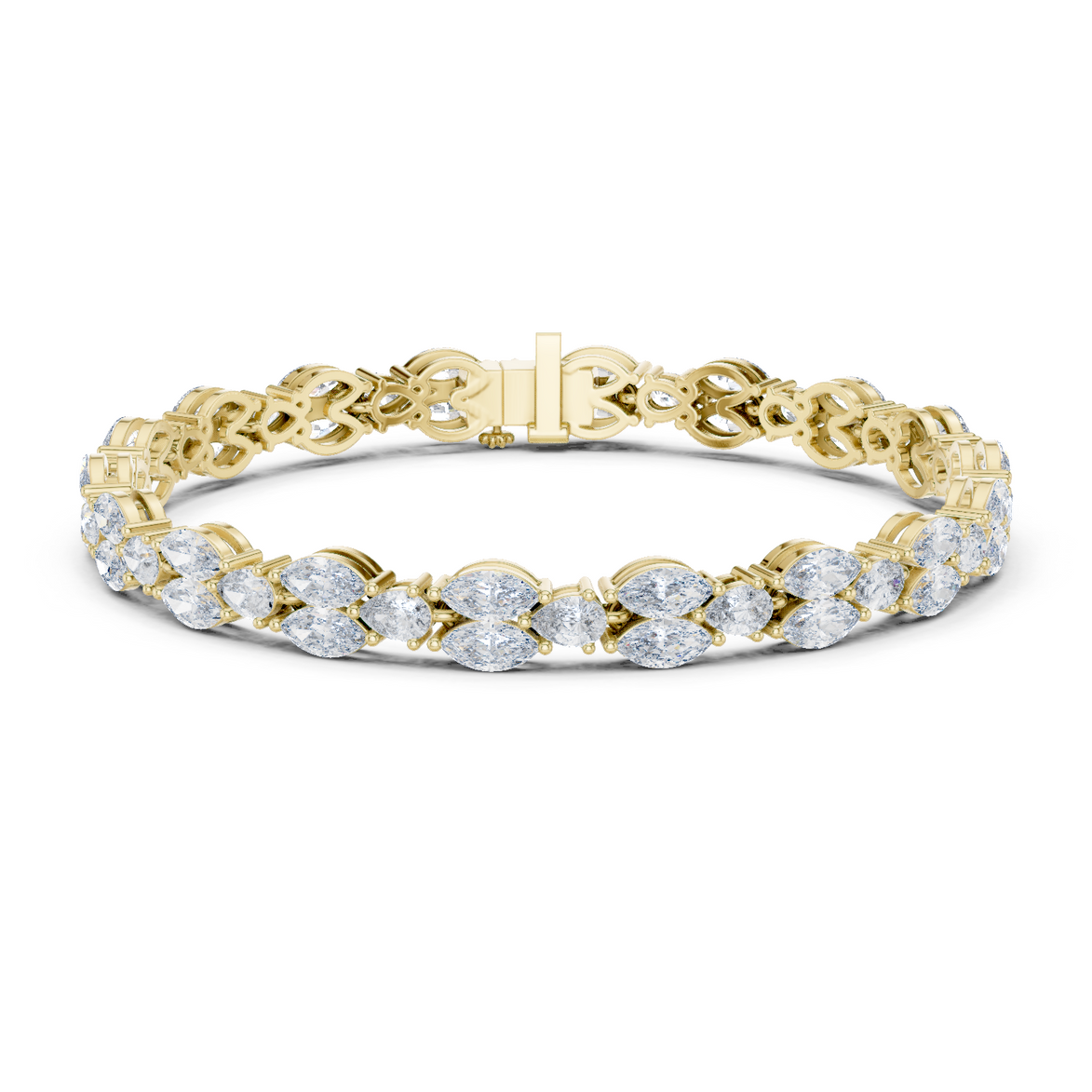 Luxury marquise and pear diamond tennis bracelet in gold with lab grown diamonds by Signora Jewels