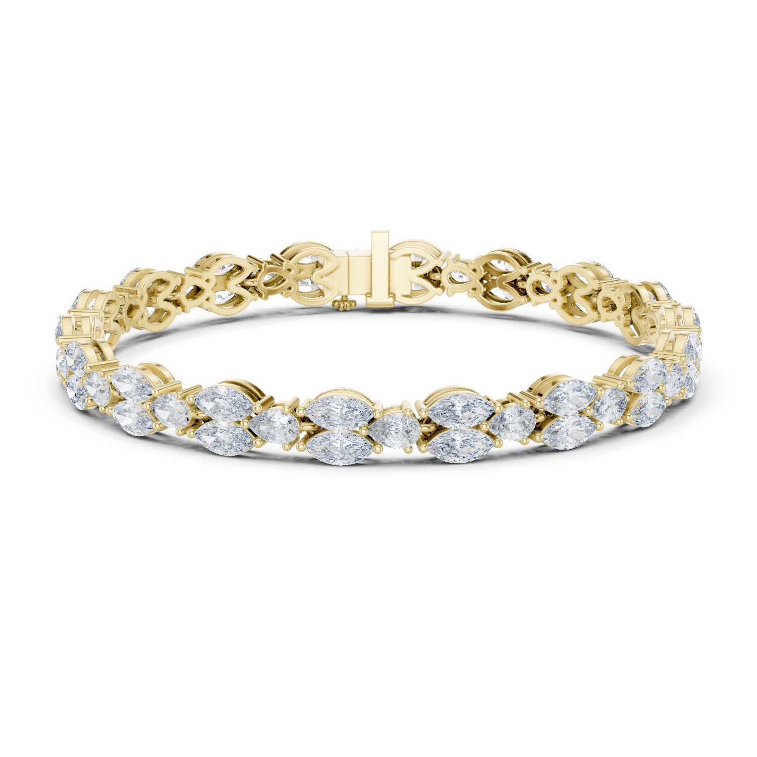 Luxury marquise and pear diamond tennis bracelet in gold with lab grown diamonds by Signora Jewels