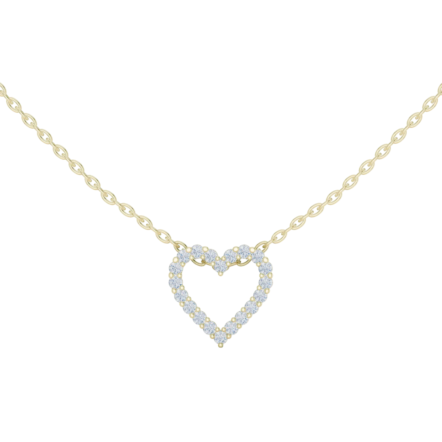Minimal open heart diamond pendant in gold with lab grown diamonds by Signora Jewels