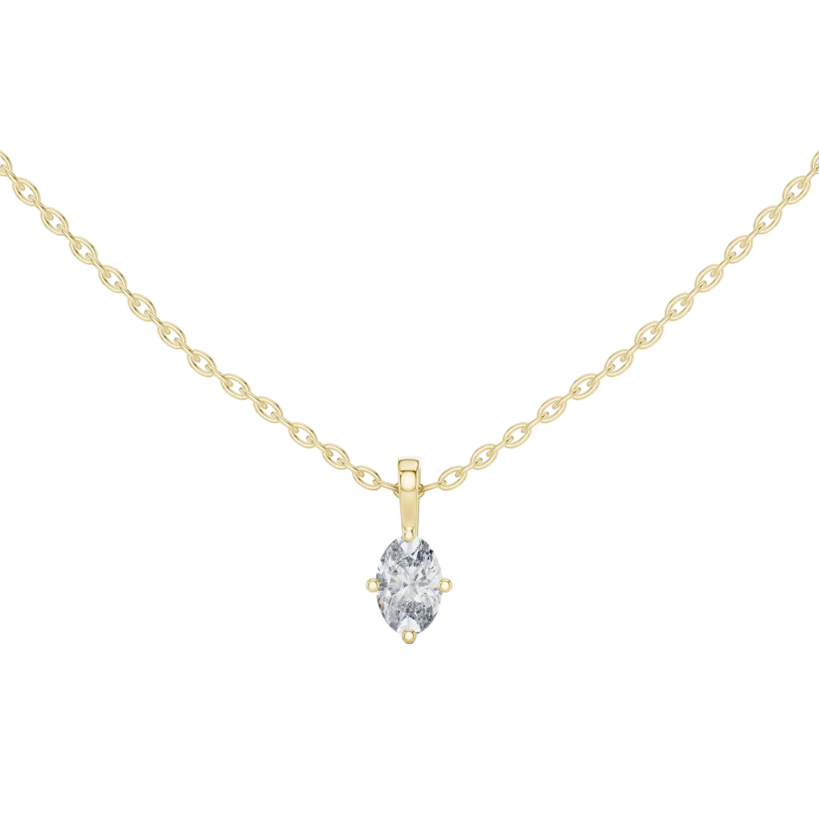 Minimal oval cut solitaire diamond pendant in gold with lab grown diamond by Signora Jewels