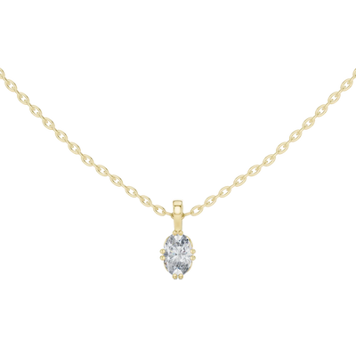 Minimal oval cut solitaire diamond pendant in gold with lab grown diamond by Signora Jewels