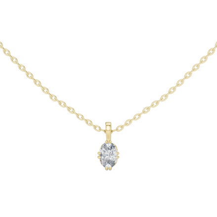Minimal oval cut solitaire diamond pendant in gold with lab grown diamond by Signora Jewels