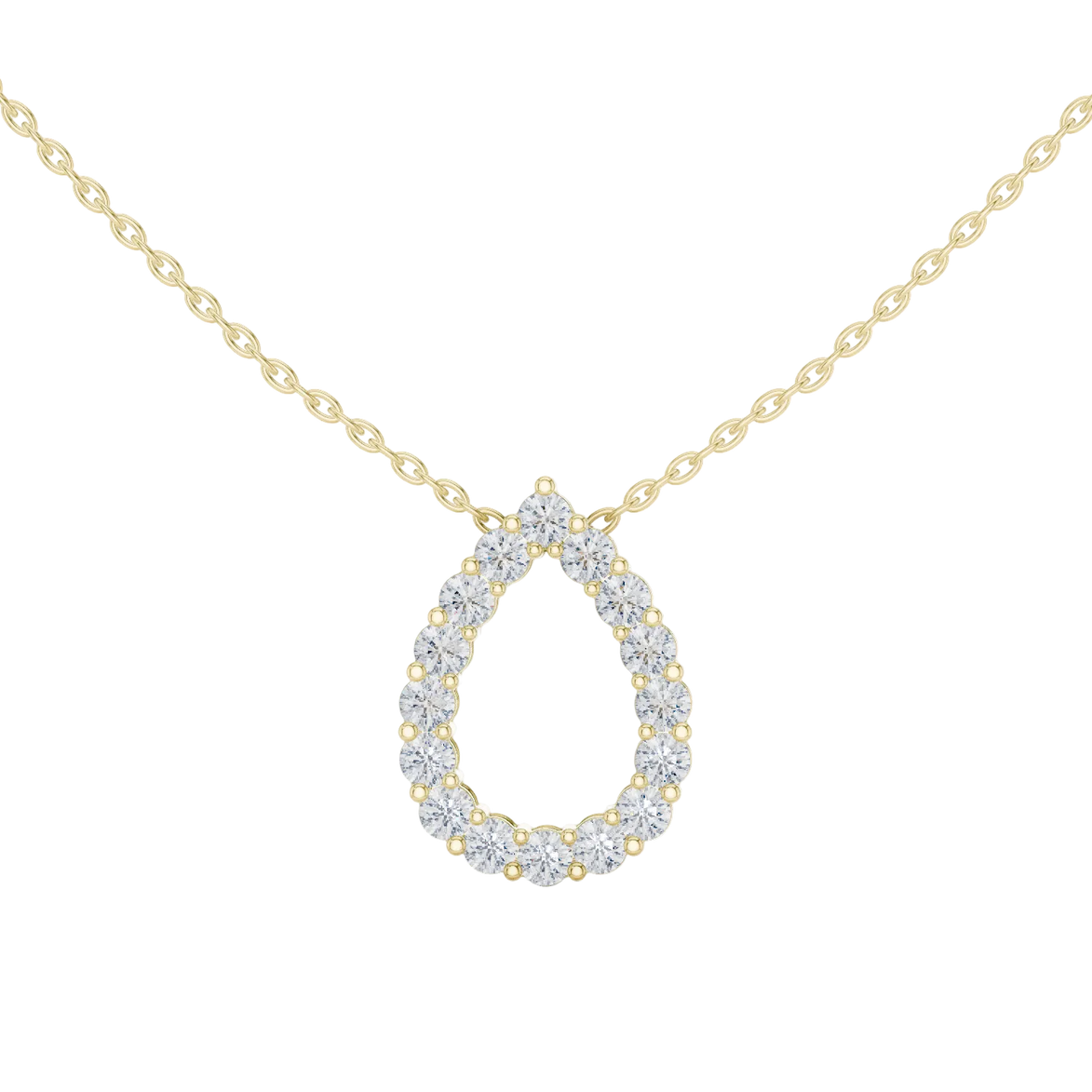 Minimal pear shape diamond teardrop pendant in gold with lab grown diamonds by Signora Jewels