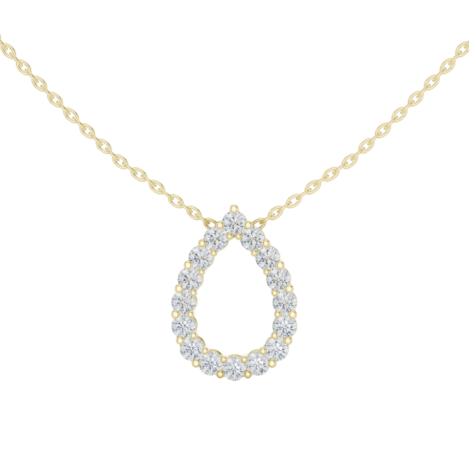 Minimal pear shape diamond teardrop pendant in gold with lab grown diamonds by Signora Jewels