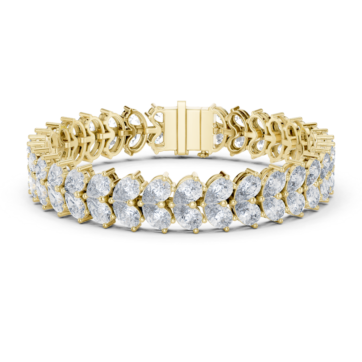 Luxury pear shape diamond tennis bracelet in gold with brilliant lab grown diamonds by Signora Jewels