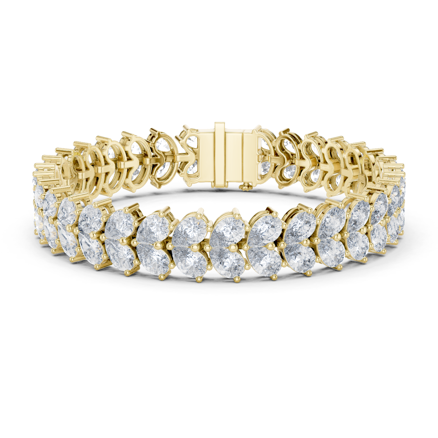 Luxury pear shape diamond tennis bracelet in gold with brilliant lab grown diamonds by Signora Jewels