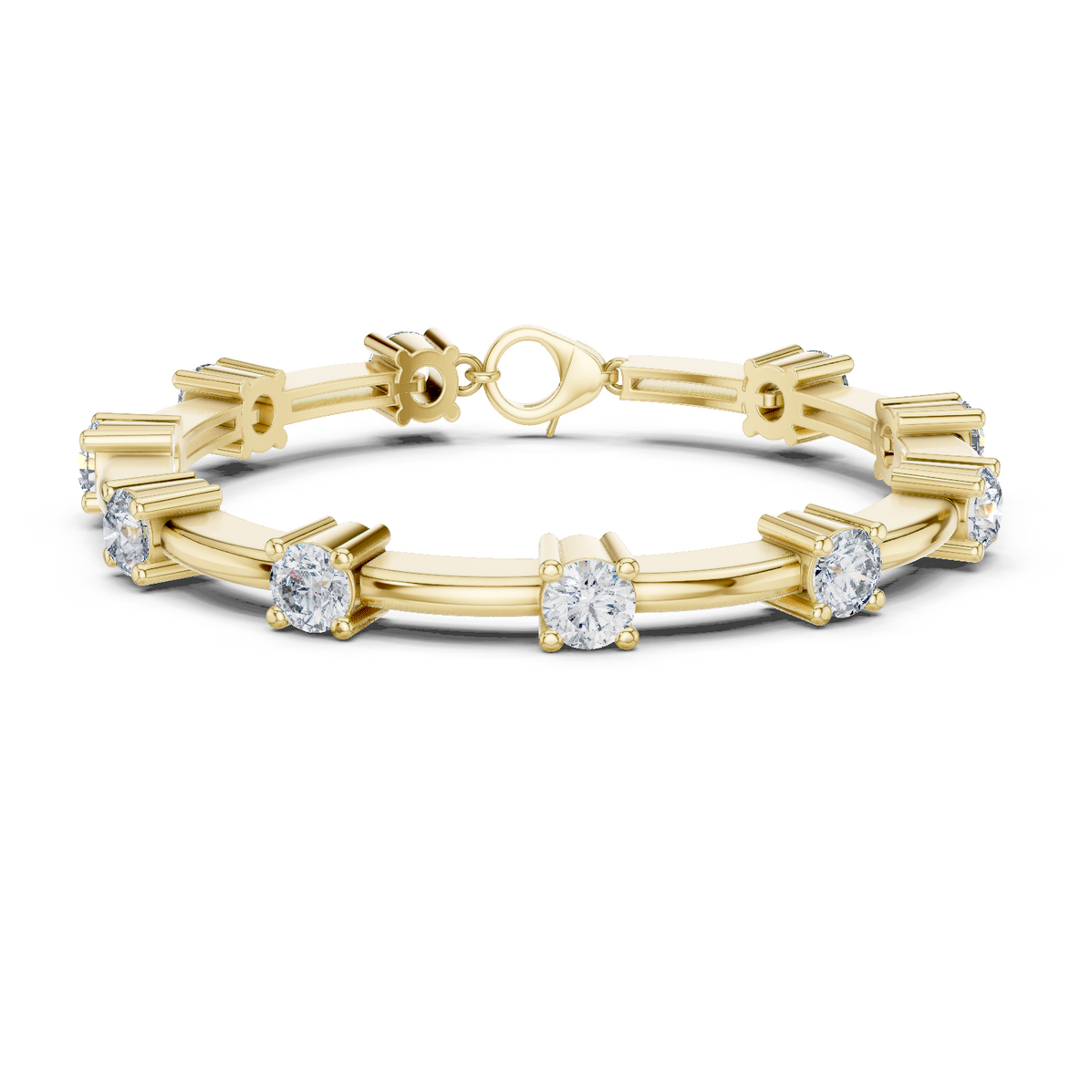 Minimal round diamond station bracelet in gold with lab grown diamonds by Signora Jewels