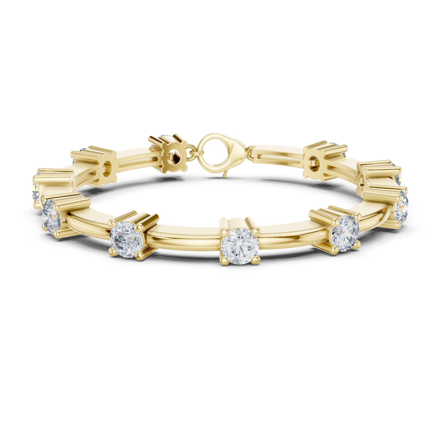 Minimal round diamond station bracelet in gold with lab grown diamonds by Signora Jewels