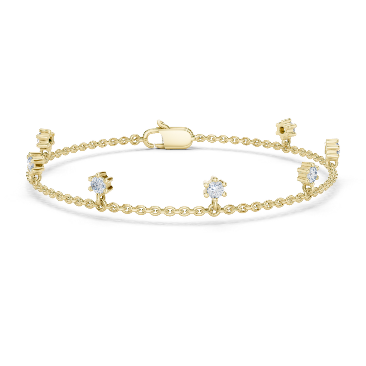 Minimal round diamond station chain bracelet in gold with lab grown diamonds by Signora Jewels