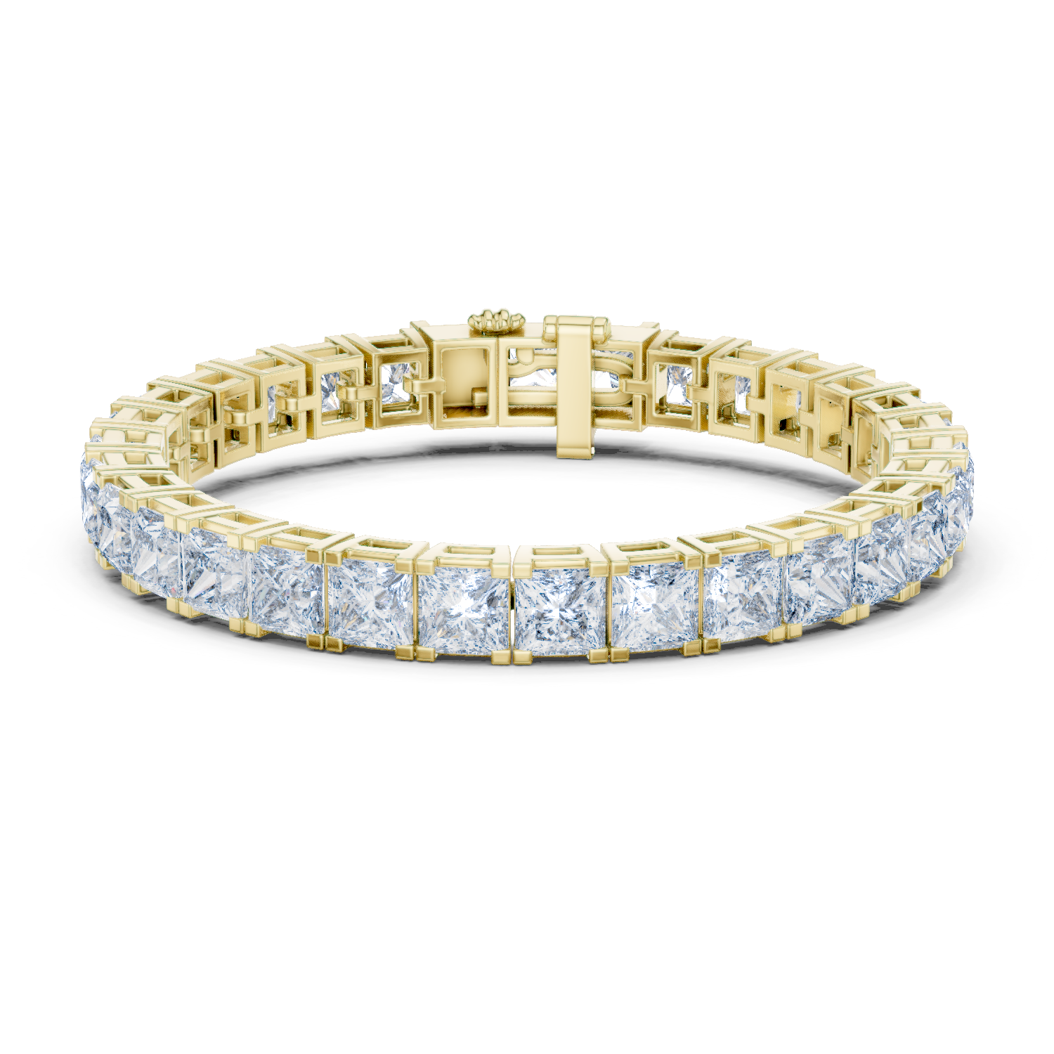 Luxury princess cut diamond tennis bracelet in gold with lab grown diamonds by Signora Jewels