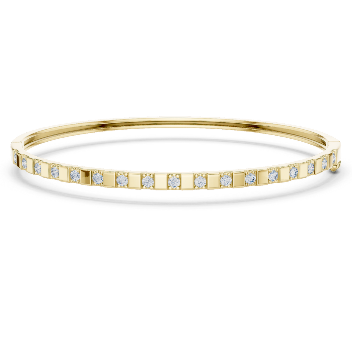 Minimal round diamond bangle bracelet in gold with delicate lab grown diamonds by Signora Jewels
